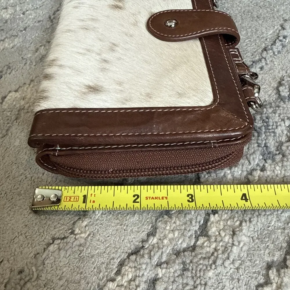 OVERLAND Odessa Cowhide Crossbody Wristlet Wallet Brown
